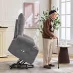 Fauteuil inclinable releveur électrique pour personnes âgées – Fauteuil inclinable de massage et chauffant avec aide au lever à 45°, canapé de salon, fauteuil à bascule pivotant avec porte-gobelets