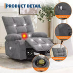 Fauteuil inclinable releveur électrique pour personnes âgées – Fauteuil inclinable de massage et chauffant avec aide au lever à 45°, canapé de salon, fauteuil à bascule pivotant avec porte-gobelets