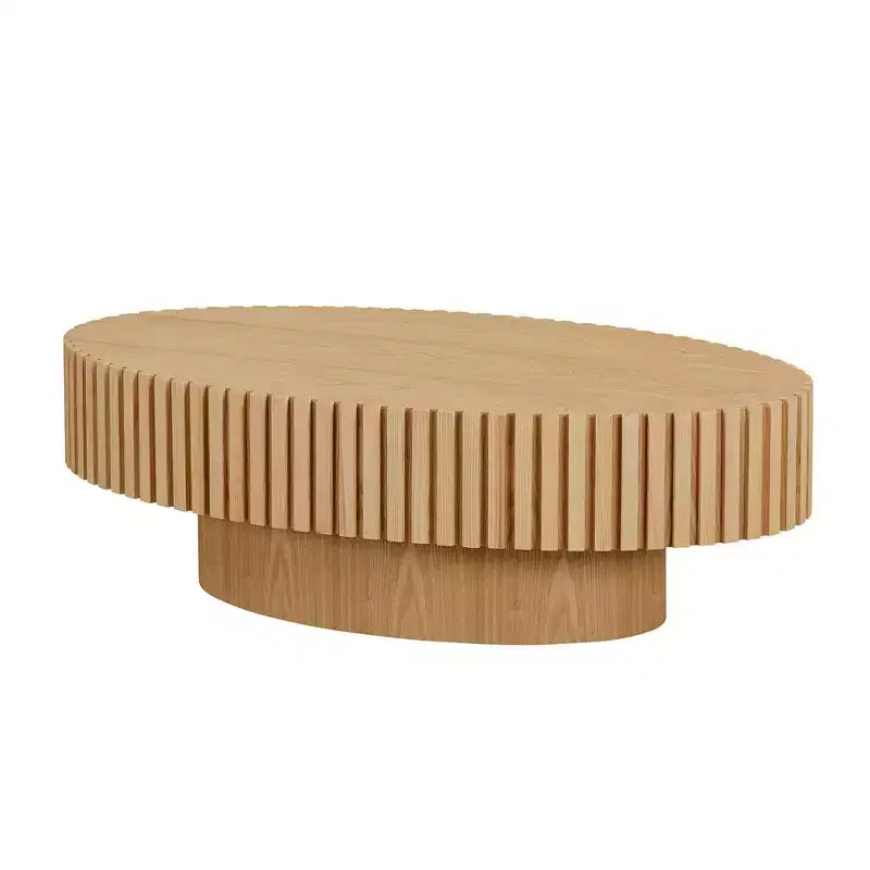 MAYEERTY Table Basse Ovale Moderne de 111 cm, Table d'Appoint Faite Main avec Piètement Robuste pour Salon, Chambre, Petit Espace