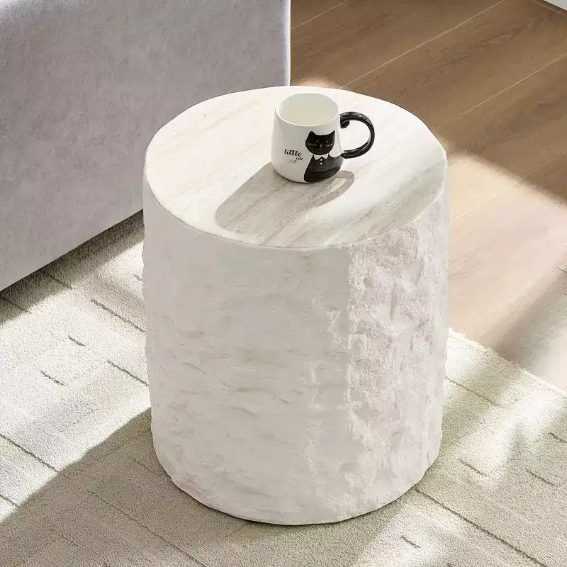 MAYEERTY Table Basse Ronde Moderne de 40 cm en Faux marbre, Table d'appoint en Fibre de Verre pour Salon Chambre, Aucun Assemblage Requis