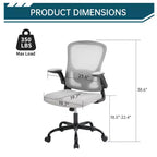 Chaise de bureau en maille avec support lombaire réglable, accoudoirs relevables, chaise de travail roulante, chaise d'ordinateur confortable grise