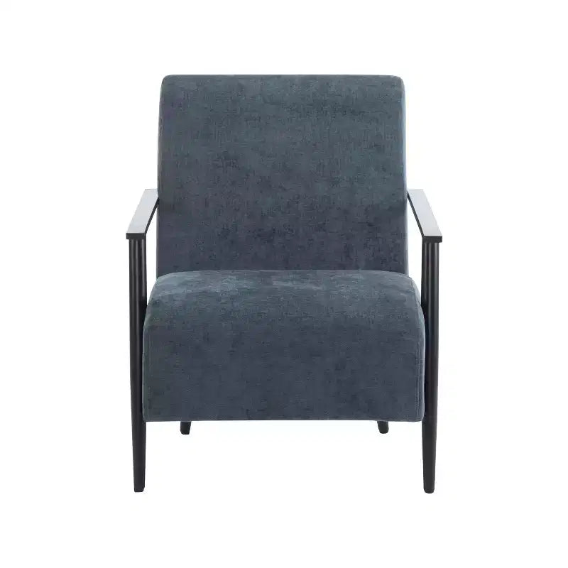 MAYEERTY Lot de 2 chaises longues modernes 67 cm, revêtement en polyester, cadre en métal robuste, coussins confortables, salon, chambre, bureau, gris bleu