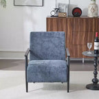 MAYEERTY Lot de 2 chaises longues modernes 67 cm, revêtement en polyester, cadre en métal robuste, coussins confortables, salon, chambre, bureau, gris bleu