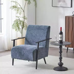 MAYEERTY Lot de 2 chaises longues modernes 67 cm, revêtement en polyester, cadre en métal robuste, coussins confortables, salon, chambre, bureau, gris bleu