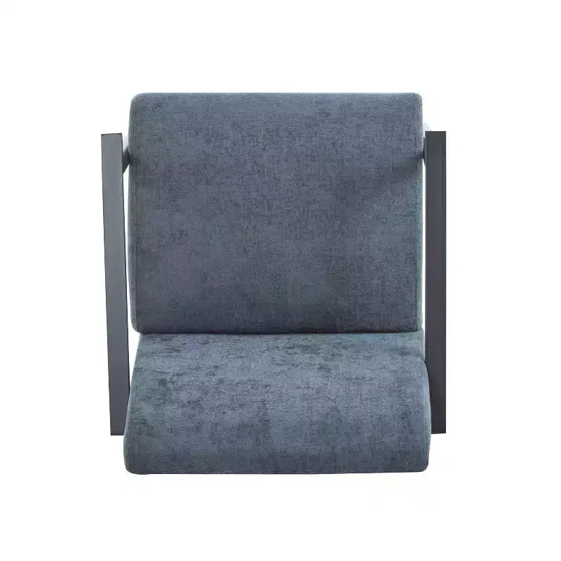 MAYEERTY Lot de 2 chaises longues modernes 67 cm, revêtement en polyester, cadre en métal robuste, coussins confortables, salon, chambre, bureau, gris bleu