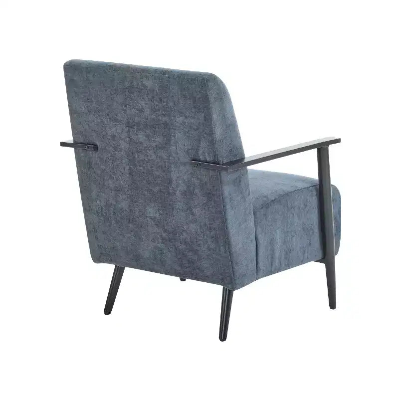 MAYEERTY Lot de 2 chaises longues modernes 67 cm, revêtement en polyester, cadre en métal robuste, coussins confortables, salon, chambre, bureau, gris bleu