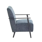 MAYEERTY Lot de 2 chaises longues modernes 67 cm, revêtement en polyester, cadre en métal robuste, coussins confortables, salon, chambre, bureau, gris bleu