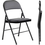 TUYOHW 18 Foldable Dining Chairs Set of 2/4,Waterproof Leather Side Chairs for Kitchen and Dining Room,Sturdy Metal Legs with 350lbs Capacity