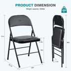 Chaise de salle à manger en cuir PU TUYOHW avec assise et dossier rembourrés, chaises pliantes sans accoudoirs avec structure métallique pour événements intérieurs et extérieurs, fêtes