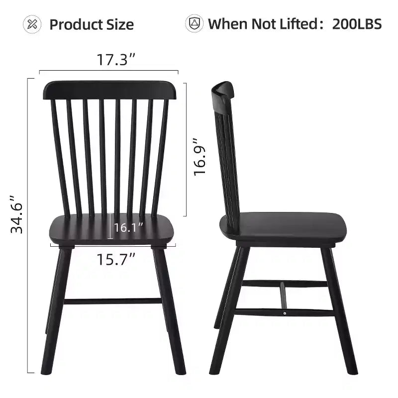 Lot de 4 chaises de salle à manger en bois massif de style campagnard avec dossier haut, chaises d'appoint vintage pour la cuisine, la salle à manger ou le salon-Panipeachy