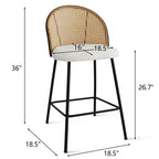 Lot de 2 tabourets de comptoir modernes à dossier en rotin, sièges sans accoudoirs en tissu bouclé avec base en métal, tabourets d'îlot de cuisine, chaises de bar à petit-déjeuner - Panipeachy