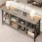 Meuble de rangement 8 cases et bibliothèque 62 cases style ferme – Étagère à livres moderne en bois avec cases, longue unité de rangement pour salon, entrée, bureau