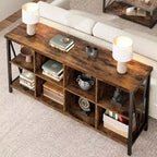Meuble de rangement 8 cases et bibliothèque 62 cases style ferme – Étagère à livres moderne en bois avec cases, longue unité de rangement pour salon, entrée, bureau