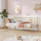 Lit de Repos Jumeau avec Tête de Lit Élégante et Sommier à Lattes en Acier de Qualité Supérieure, Cadre de Lit Gigogne Jumeau Multifonctionnel pour Chambre à Coucher, Salon, Chambre d'Amis