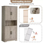 Meuble de rangement, armoire de cuisine haute de 178 cm - buffet autoportant à 4 portes avec étagères réglables, noir/gris/blanc