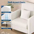 Fauteuil d'appoint de canapé, Fauteuil de lecture 33" pour chambre à coucher, Fauteuils d'appoint de salon avec installation gratuite, Fauteuil confortable pour salon, Coin lecture tout en bois, Beige