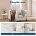 Fauteuil d'appoint de canapé, Fauteuil de lecture 33" pour chambre à coucher, Fauteuils d'appoint de salon avec installation gratuite, Fauteuil confortable pour salon, Coin lecture tout en bois, Beige