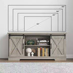 Meuble TV de ferme de 65 pouces, centre de divertissement avec rangement et portes coulissantes de grange, étagère réglable, meuble TV média moderne, gris