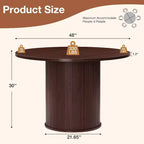 Hommpa Table de salle à manger ronde 48" - Bois d'hévéa robuste, style moderne rustique, 4 à 6 places