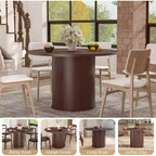 Hommpa Table de salle à manger ronde 48" - Bois d'hévéa robuste, style moderne rustique, 4 à 6 places