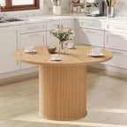 Hommpa Table de salle à manger ronde 48" - Bois d'hévéa robuste, style moderne rustique, 4 à 6 places