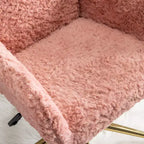Chaise de bureau chic TUYOHW, chaise de vanité en poil de lapin artificiel, chaise de bureau pivotante à 360° avec base en métal doré, chaise d'ordinateur de 50 à 59 cm de hauteur