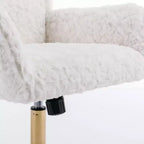 Chaise de bureau chic TUYOHW, chaise de vanité en poil de lapin artificiel, chaise de bureau pivotante à 360° avec base en métal doré, chaise d'ordinateur de 50 à 59 cm de hauteur