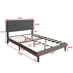 Lit plateforme capitonné double Homy Casa avec support de matelas à lattes en bois