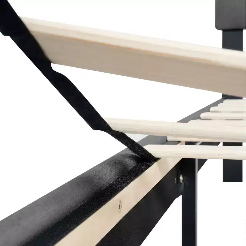 Lit plateforme capitonné double Homy Casa avec support de matelas à lattes en bois