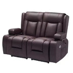 VEVOR Loveseat Recliner Sofa, Power Reclining Couch with Heating & Massage and Timer, PU Leather Electric Recliner Sofa with USB Ports, Brown