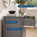 Commode à 3 tiroirs cannelés Acekool 27,6, armoire de rangement moderne avec tiroirs profonds