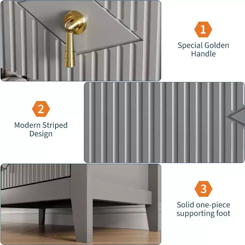 Commode à 3 tiroirs cannelés Acekool 27,6, armoire de rangement moderne avec tiroirs profonds
