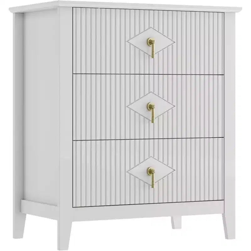 Commode à 3 tiroirs cannelés Acekool 27,6, armoire de rangement moderne avec tiroirs profonds