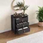 Commode à 3 tiroirs cannelés Acekool 27,6, armoire de rangement moderne avec tiroirs profonds