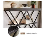 Console de table industrielle à 3 niveaux avec cadre en métal en forme de X, table console/canapé à étagère ouverte pour salon avec pieds réglables