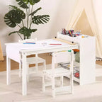 Table d'art pour enfants avec 2 chaises, bureau d'activités en bois pour tout-petits avec étagères de rangement, tables de bricolage pour enfants de 2 à 10 ans, table à dessin d'activités