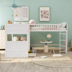 Lit superposé Whisen, format deux places, avec tiroirs intégrés et espace polyvalent sous le lit pour chambres d'enfants