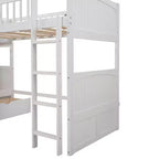 Lit superposé Whisen, format deux places, avec tiroirs intégrés et espace polyvalent sous le lit pour chambres d'enfants