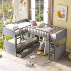 Whisen Twin Size Bunk Bed with Built-in Drawers & Versatile Under-Bed Area for Kids Rooms