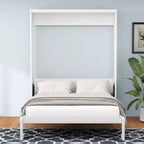 Cadre de lit escamotable pleine grandeur Whisen et lit mural pliant avec armoire de 61,5 po et bureau combiné