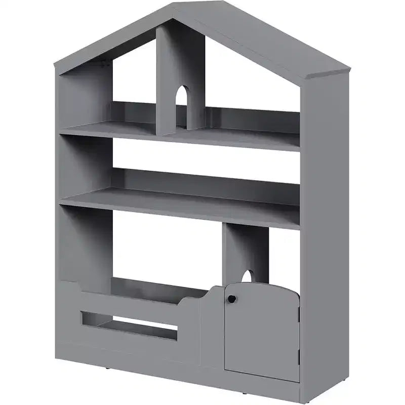 Étagère à Livres et Organisateur de Rangement de Jouets pour Enfants à 3 Niveaux avec Lumière à Détecteur de Mouvement C Porte-Livres en Bois pour Salles de Jeux, Salles de Classe et Chambres à Coucher