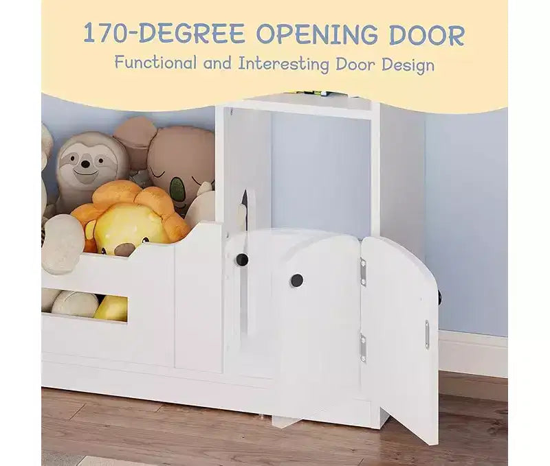 Étagère à Livres et Organisateur de Rangement de Jouets pour Enfants à 3 Niveaux avec Lumière à Détecteur de Mouvement C Porte-Livres en Bois pour Salles de Jeux, Salles de Classe et Chambres à Coucher
