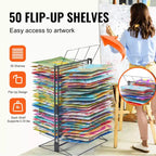 Séchoir d'art VEVOR, 50 étagères amovibles 50 x 43 x 76 cm, support de séchage pour peinture avec base stable, séchoir en acier au carbone, noir