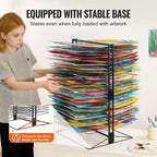 Séchoir d'art VEVOR, 50 étagères amovibles 50 x 43 x 76 cm, support de séchage pour peinture avec base stable, séchoir en acier au carbone, noir