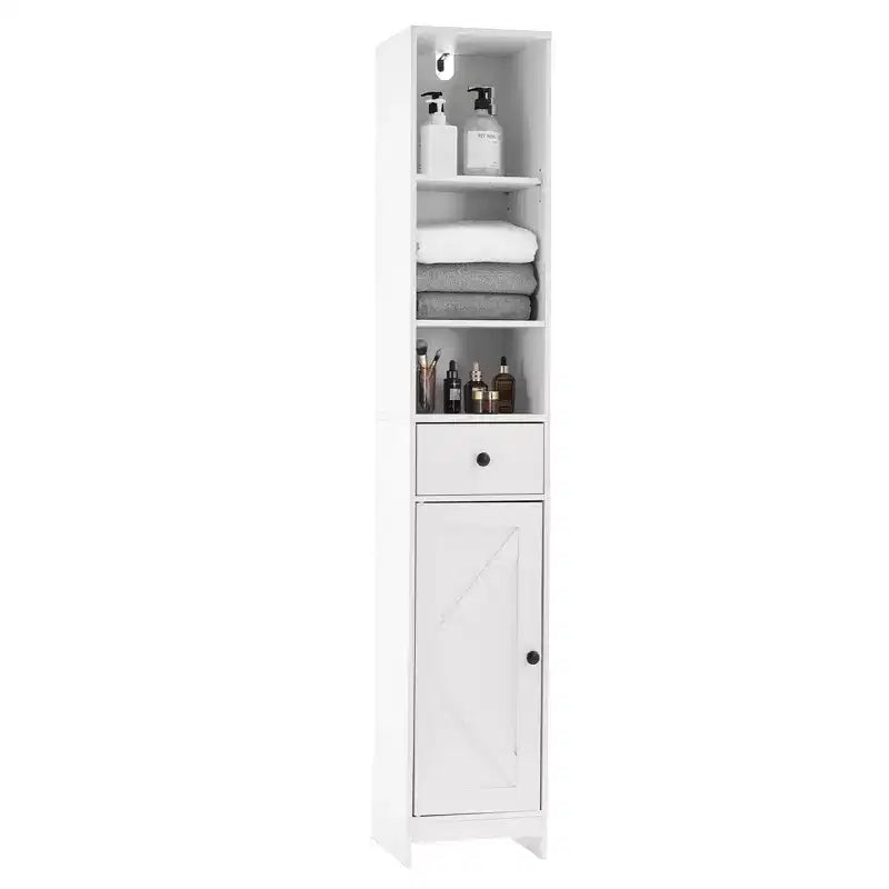 Meuble haut de salle de bain, 66,9" Armoire autoportante moderne avec étagère ouverte, tiroir et porte pour l'organisation de la salle de bain, Meuble de rangement