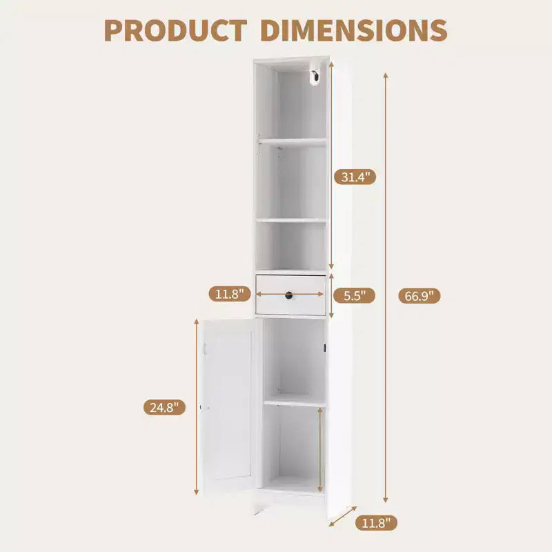 Meuble haut de salle de bain, 66,9" Armoire autoportante moderne avec étagère ouverte, tiroir et porte pour l'organisation de la salle de bain, Meuble de rangement