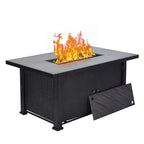 Fire Pit Table, 52'' 2-in-1 50,000 BTU Outdoor Gas Firepit  Rectangular Propane Fire Pit with Glass Guard/Lid/Storage/Covers
