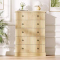 Fluted 5-Drawer Tall Dresser with Metal Handles, Space-Saving Wood Storage for Apartment and Guest Room