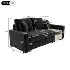 Christopher Knight Home Arvi Causeuse moderne en chenille de 79,3 po avec console, accoudoir de rangement et oreillers