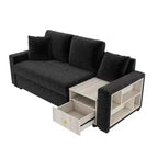 Christopher Knight Home Arvi Causeuse moderne en chenille de 79,3 po avec console, accoudoir de rangement et oreillers